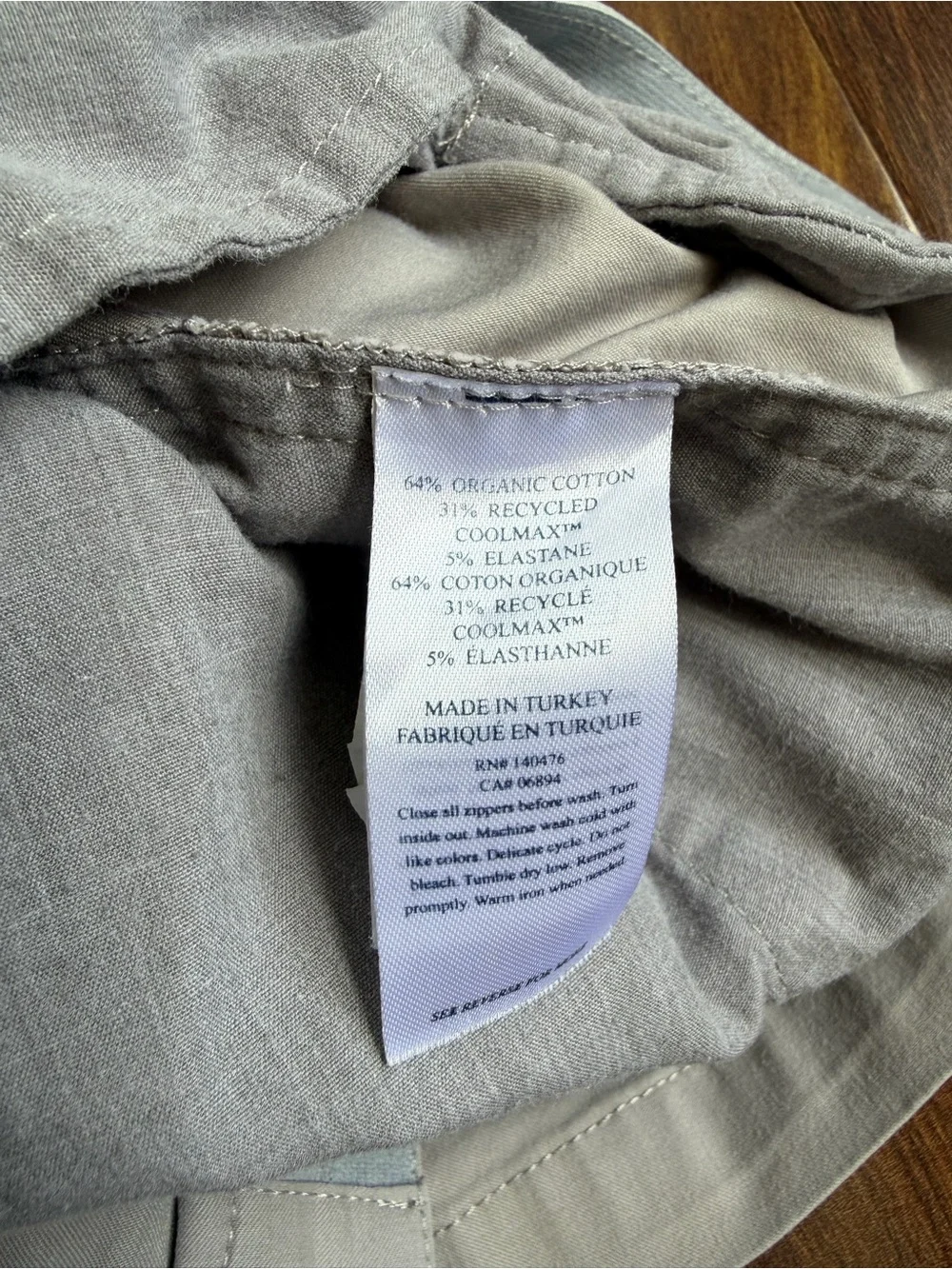 Faherty 9” Movement Chino Short Fossil Size 32 Pockets Organic Cotton Blend